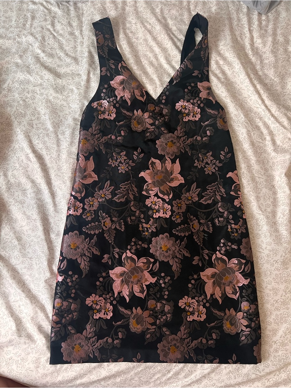 Urban Outfitters Black Mini Dress with Pink Floral Print
